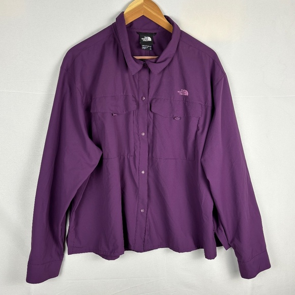 The North Face Tops - The North Face Women's Snap Front SPF Shirt Sz XXL Purple Outdoor Utility Hiking
